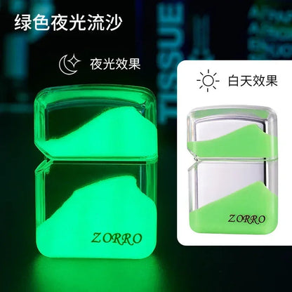 ZORRO Luminous Quicksand Windproof Kerosene Lighter Classic Grinding Wheel Ignite Brilliant Colors Lighters Gadgets Men's Gift Techelectronicx