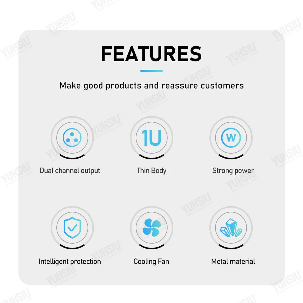 YUHSIU Professional AMP Digital 1U Class D Hifi High Power Amplifier 800W 2/4 Channels For KTV Disco Stage Karaoke Audio Speaker Techelectronicx