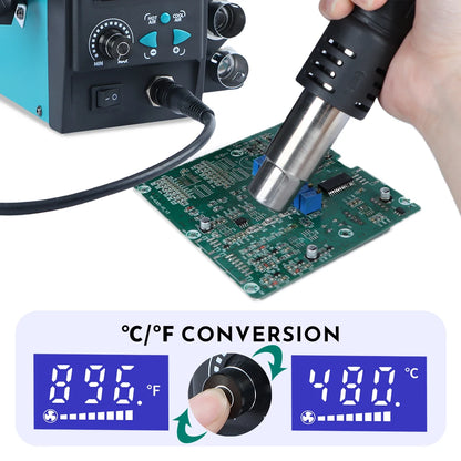 YIHUA 959D-II 700W Rework Station with Easy Plug-pull Nozzles Hot Air Gun Welding Station Digital Temperature Calibration TechElect
