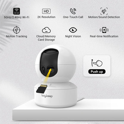 BoyKeep Smart Camera 2K Security Protection Wifi Surveillance 5G/2.4GHz Indoor Baby Night Vision 360° Pan & Tilt 2-Way Audio K30 TechElect