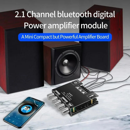 ZK-MT21 Digital Power Amplifier Board 2x50W+100W 2.1 Channel Subwoofer AUX 12V 24V Audio Stereo Bluetooth 5.0 Bass Amplifier Techelectronicx