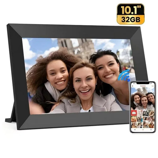 10.1” WiFi Digital Photo Frame, IPS Touch Screen, 32GB Storage, Gravity Sensor Support, Photo/Video Sharing via Secure Free Apps TechElect