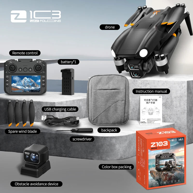 Z103 Ultra Drone Professional 8K 4-Axis Dual Lens HD Camera 5G GPS Wifi FPV  EIS RC Dron Laser Obstacle Avoidance Quadcopter Toy Techelectronicx