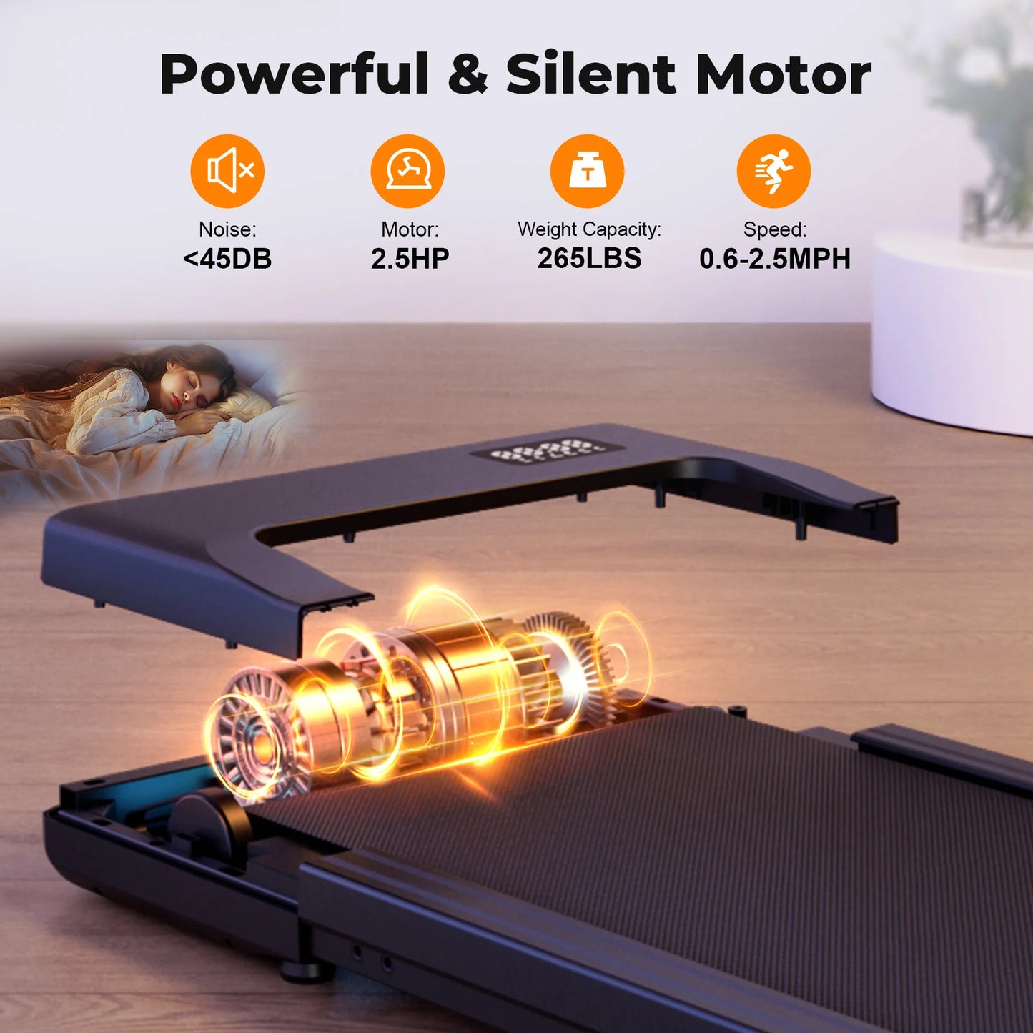 Walking Pad Under Desk Treadmill 2 in 1 Portable Treadmill with Remote Control LED Display 2.5HP Walkingpad for Home&Office TechElect
