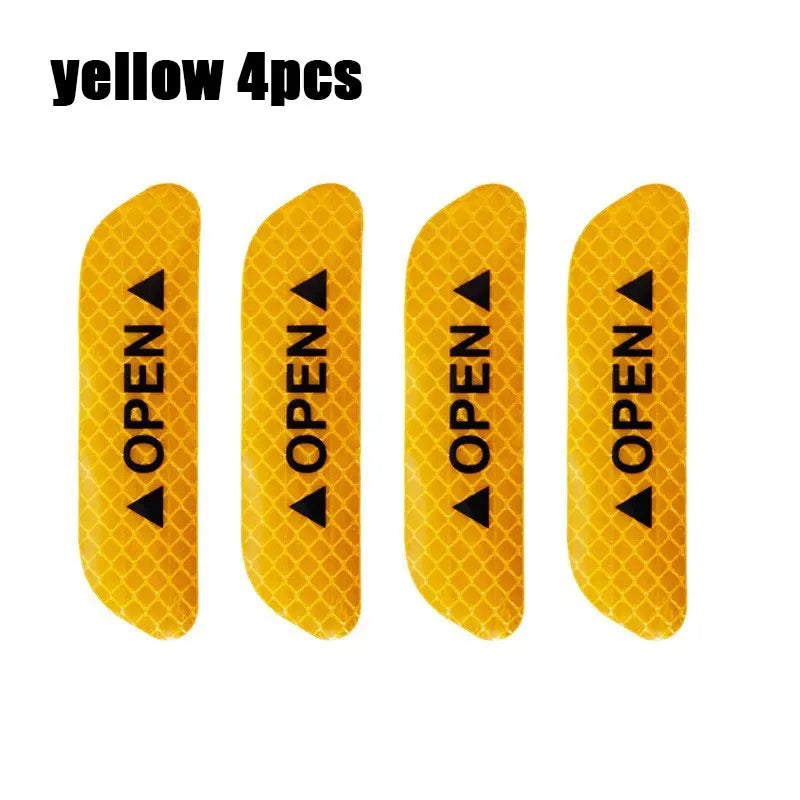 1/4PCS Car Door Reflective Sticker Safety Opening Warning Reflective Tape Car Accessories Interior Exterior Reflector Techelectronicx