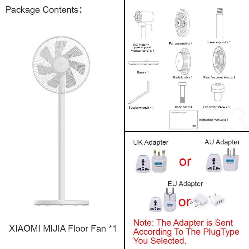 XIAOMI MIJIA Floor Fan,7 Blade,Adjustable wide-angle 90°,Home Fan For Living room,Support Connect MI HOME APP Wired Fan Techelectronicx