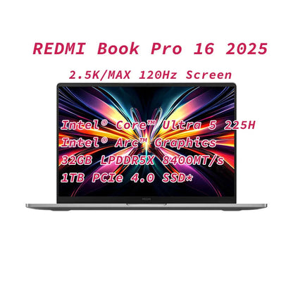 Xiaomi Redmi Book Pro 16 2025 Laptop Intel Core Ultra 7 255H/Ultra 5 225H Processor Notebook 32G DDR5+ 1T SSD Office Ultrabook Techelectronicx