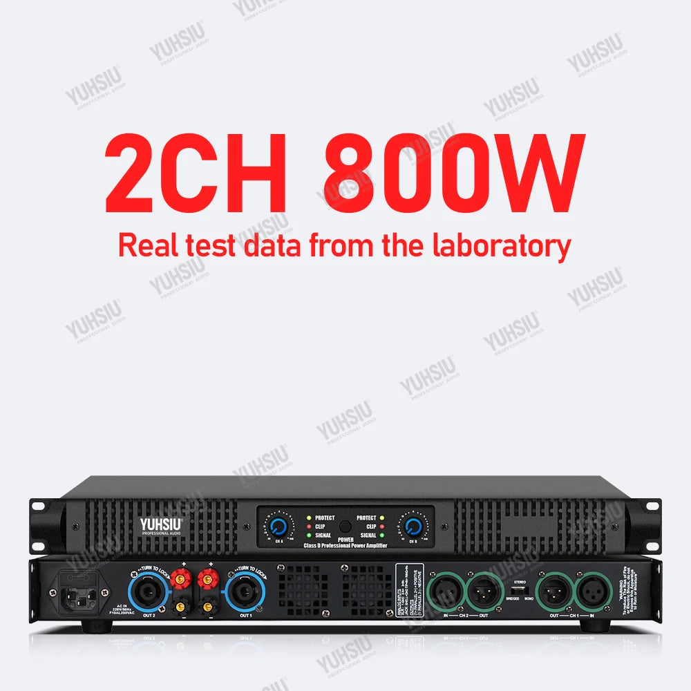 YUHSIU Professional Digital AMP 1U Class D Hifi High Power Amplifier 800W 2Channels For KTV Disco DJ Stage Karaoke Audio Speaker Techelectronicx