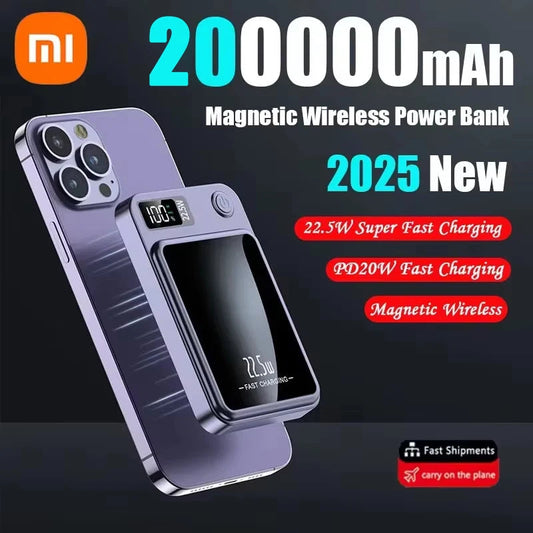 Xiaomi 200000mAh 22.5W Wireless Magnetic Power Bank Fast Charging Portable External Battery PowerBank Adapter For Samsung iPhone Techelectronicx
