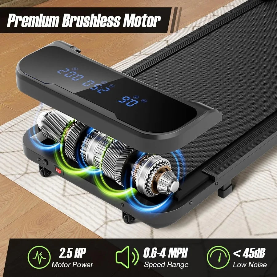 Walking Pad, 2.5 HP Under Desk Treadmill with Remote Control & LED Display, 3 Countdown Modes, 0.6-4 MPH Portable Treadmills for TechElect