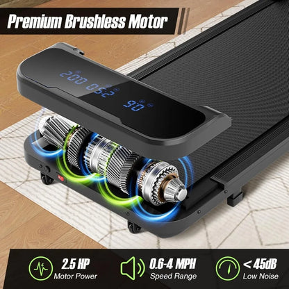Walking Pad, 2.5 HP Under Desk Treadmill with Remote Control & LED Display, 3 Countdown Modes, 0.6-4 MPH Portable Treadmills for TechElect
