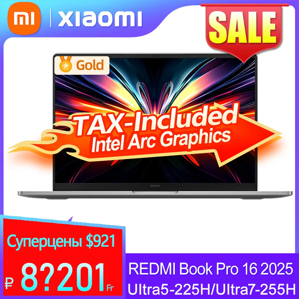 【World Premiere】REDMI Book Pro 16 2025 Ultra5-225H/Ultra7-255H 32GB+1TB 2.5K/3.1K 120Hz/165Hz  Grey Techelectronicx