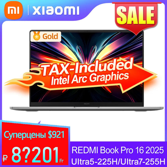 【World Premiere】REDMI Book Pro 16 2025 Ultra5-225H/Ultra7-255H 32GB+1TB 2.5K/3.1K 120Hz/165Hz  Grey Techelectronicx