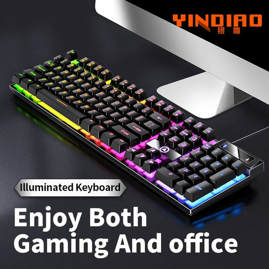 YINDIAO Keyboard Gaming Wired Laptop Desktops PC Computer Office Accessories Low Profile Gamer Keyboards With Numpad Techelectronicx