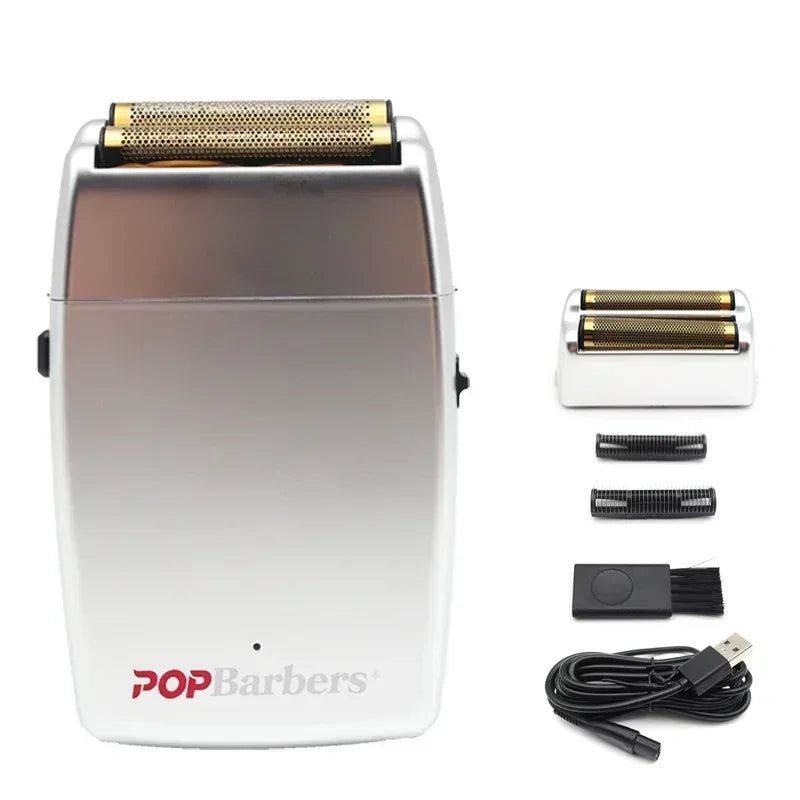 11000 RPM POP Barbers P620 Professional Electric Men's Beard Trimmer Double Foil Shaver Electric Shaver USB Hair Cutting Machine Techelectronicx