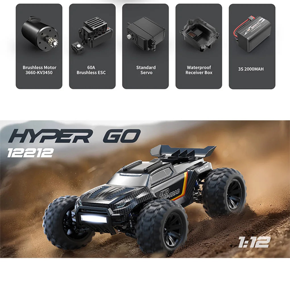 1/12 MJX Hyper Go 12212  2.4G Brushless High-speed RC Car 58KMH Off-Road Truck Remote-Controlled Vehicle Adults and Children Toy Techelectronicx