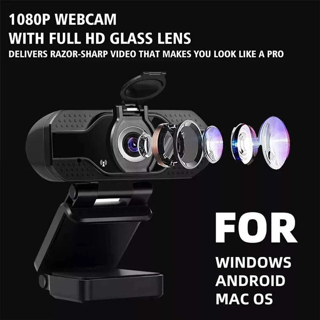 1080P Manual Focus Computer Camera HD Webcam For PC Laptop Crystal Clear Video Auto-installation Multi-angle Tripod Techelectronicx