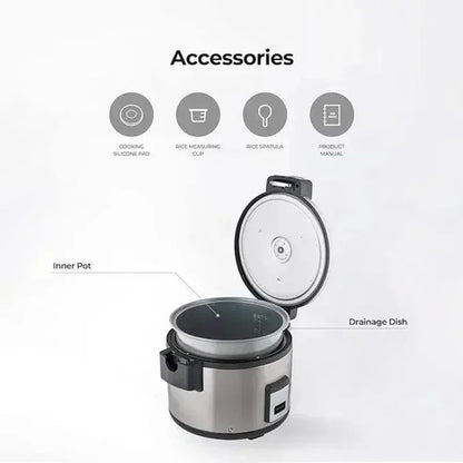 ZAWQCUCKOO Commercial Capacity Rice Cooker 30 Cup/7.5 Qt.(Uncooked) 60 Cup/15 Qt.(Cooked) Superior Durability Stainless St,Ali Techelectronicx