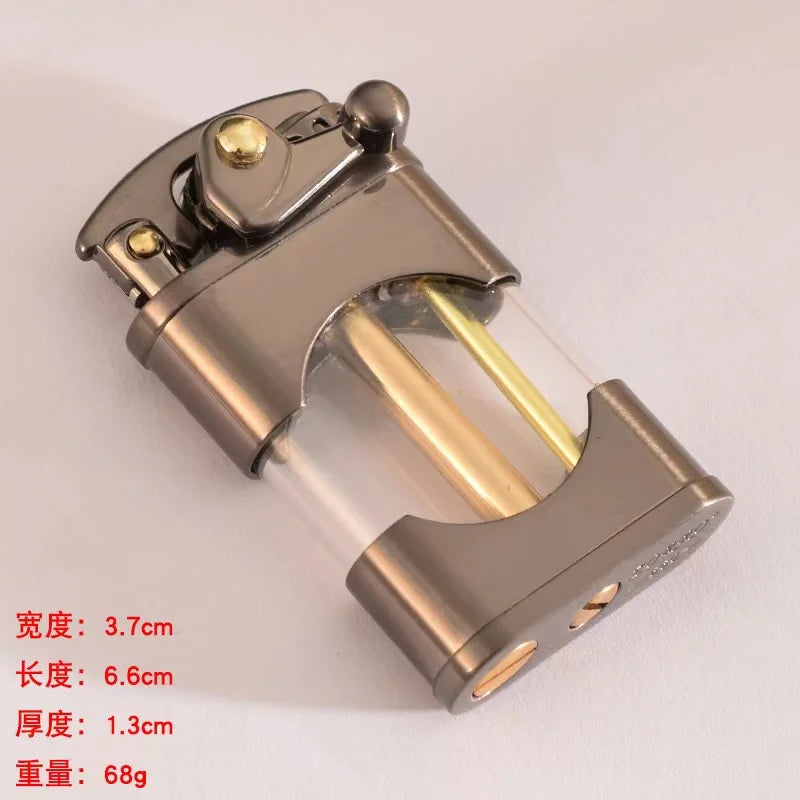 ZORRO Creative Rocker Kerosene Lighter Metal Visible Transparent Oil Bin Old Style Grinding Wheel Smoking Accessories Gadgets Techelectronicx