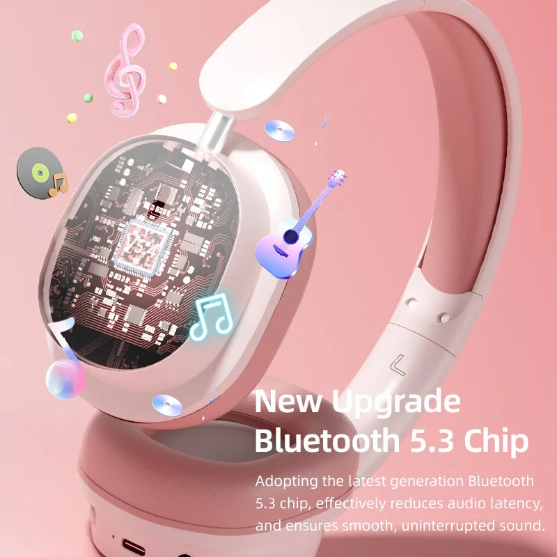 Head Mounted Wireless Earphones Foldable Bluetooth Earphones Built Microphone Earphones Audio Noise Cancelling Earphones - TechElect