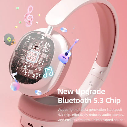 Head Mounted Wireless Earphones Foldable Bluetooth Earphones Built Microphone Earphones Audio Noise Cancelling Earphones - TechElect