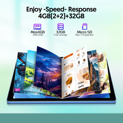 10-inch Android tablet, 4GB (2g+2g memory expansion) RAM+32GB ROM, 1280x800 IPS screen, dual cameras, WiFi, Bluetooth, dual spea TechElect