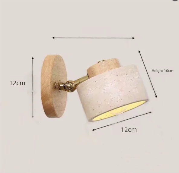 Yellow cave stone Japanese-style wabi-sabi bedroom bedside wall lamp, retro homestay study, rotatable wall lamp with switch for TechElect