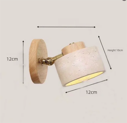 Yellow cave stone Japanese-style wabi-sabi bedroom bedside wall lamp, retro homestay study, rotatable wall lamp with switch for TechElect