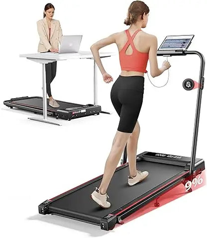 Compact 4-in-1 Folding Treadmill with Adjustable Incline, 2.5HP Motor, Dual Display, and Mute Control for Under Desk Use TechElect