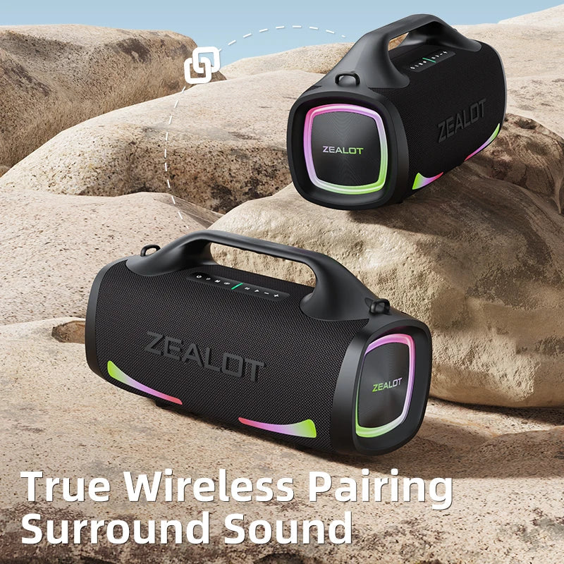 ZEALOT-S79 100W Loud Bluetooth Speaker with Stereo Sound, Built-in Power Bank, IPX6 Waterproof, for Party,Camping Techelectronicx
