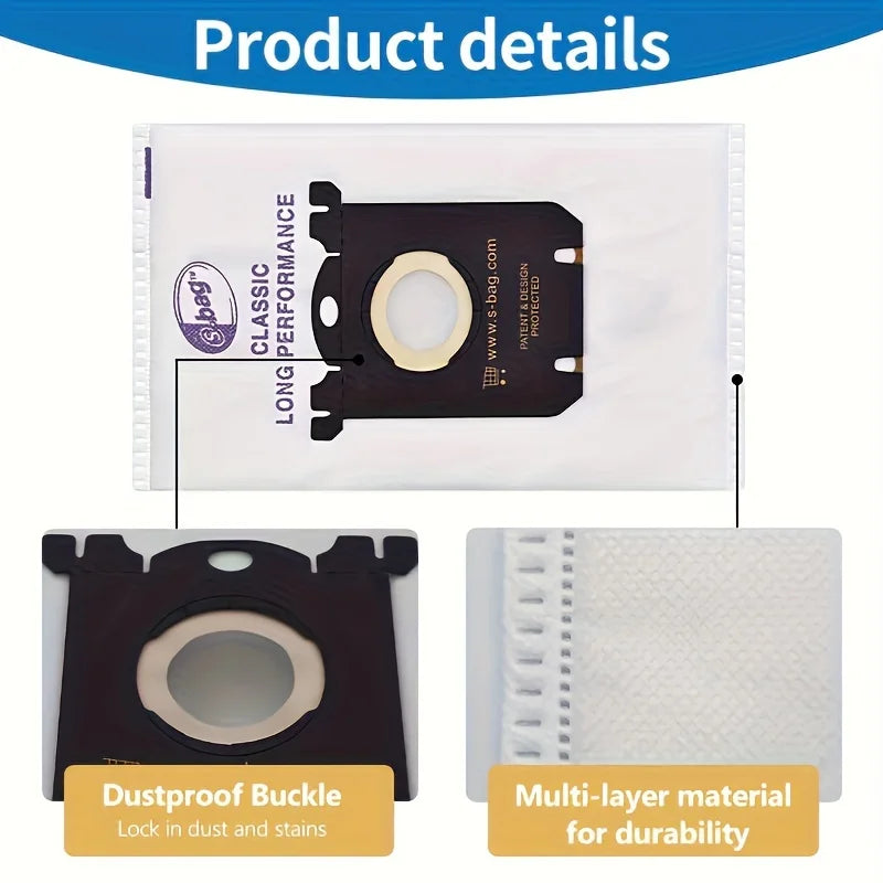 10-Pack Classic Long Performance S-Bag Vacuum Bags Compatible with Electrolux EL200F, EL4100, EL4200, EL6985, EL7000, EL8500 Ser Techelectronicx