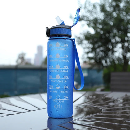 1 Liter Water Bottle Motivational Sport Water Bottle Leakproof Bottles Drinking Outdoor Travel Gym Fitness Jugs for Kitchen Cups Techelectronicx