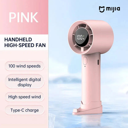 Xiaomi Portable Ice Cooling Mini Handheld Fan 100 Speeds Powerful Fan High-speed USB Rechargeable Cooler with Phone Stand 2025 Techelectronicx