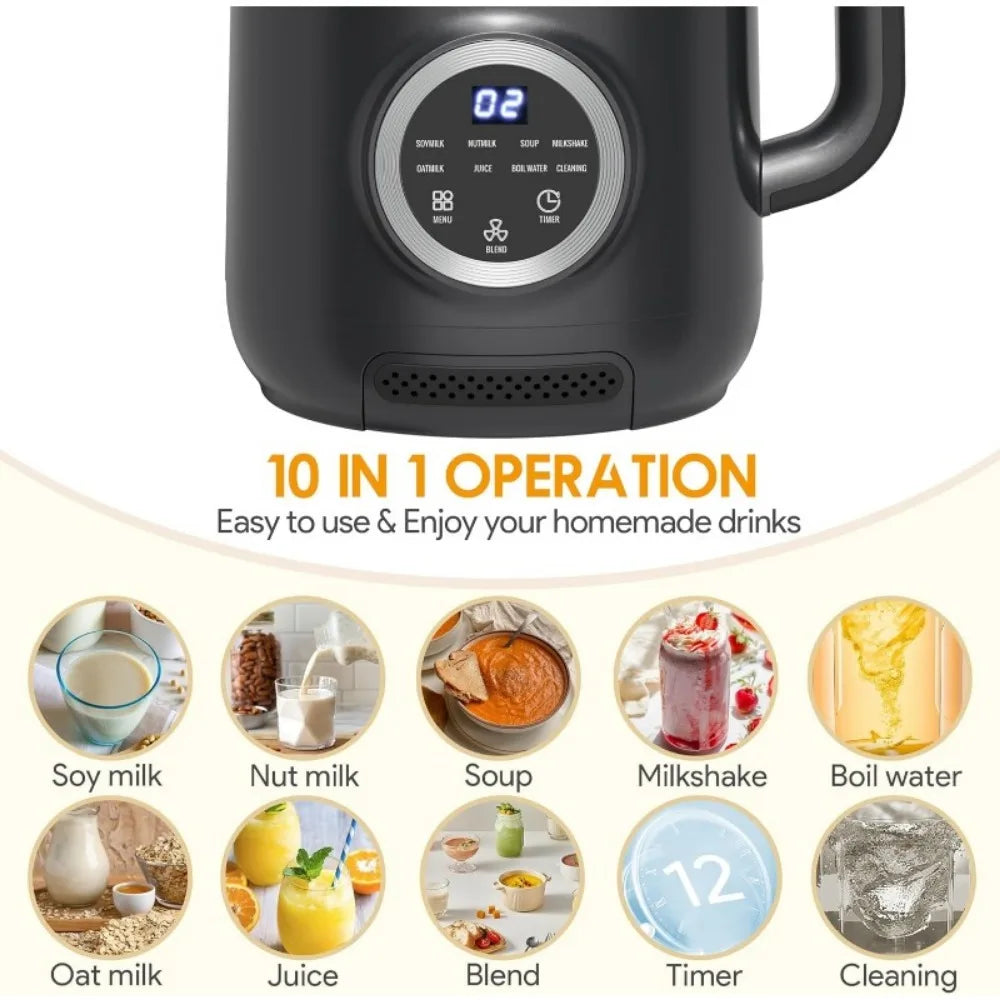 10-in-1 Multifunctional Nut Milk Maker 40oz Electric Blender Machine for Homemade Almond Oat Soy Juice Soup Soybean Milk Maker TechElect
