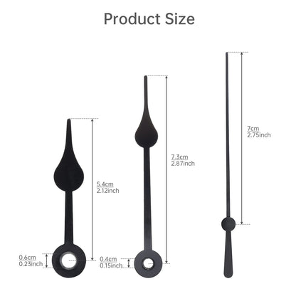 10 Pack Aluminum Black Replacement Clock Hands Kit for Wall Clock Repair, Clock Hands Parts Replacement Techelectronicx