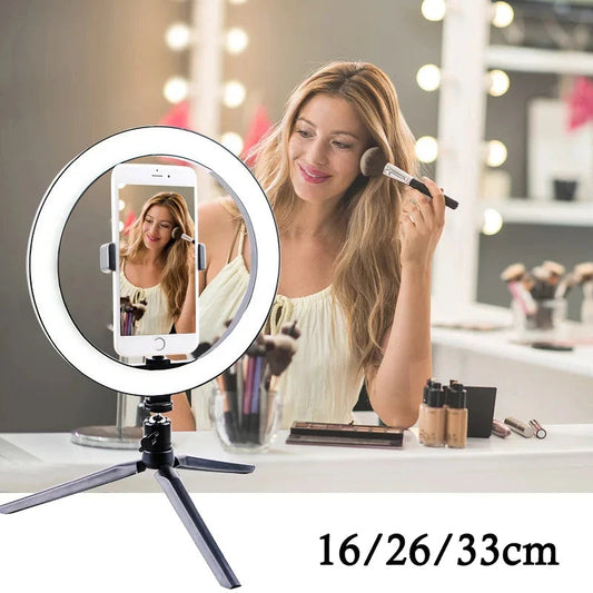 10 Inch LED Ring Light Photographic Selfie Ring Lighting with Phone Holder for Tiktok Youtube Makeup Video Live Studio Ring Lamp Techelectronicx