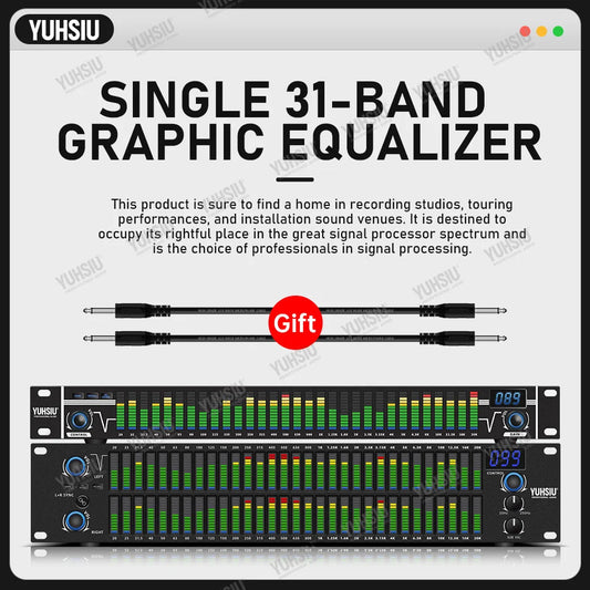 YUHSIU New Professional Digital Equalizer Audio Controll 31 Band Denoise Karaoke Dj Sound Equipment For Stage Performance Family Techelectronicx