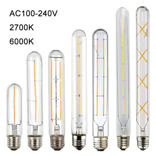 100-240V 6000K LED Filament Light Bulb 110V 120V 6500K Tubular Edison Bulbs T10 T185 T225 T30 T300 Long Tube 4W 6W 8W led Bulb Techelectronicx
