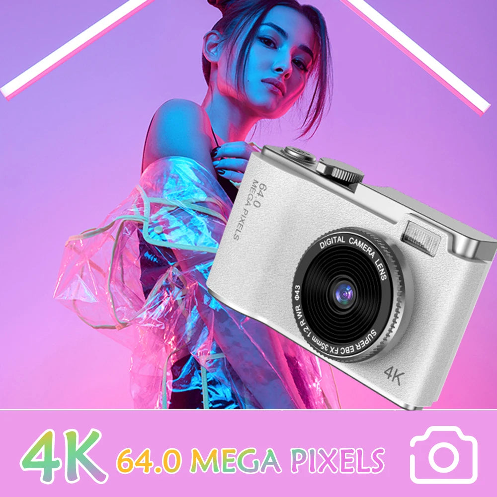 64MP HD 1080P Digital Camera for Student Beginners 2.4' screen with 16xzoom Front and Rear Dual Camera Camera for Kid Adult Gift - TechElect