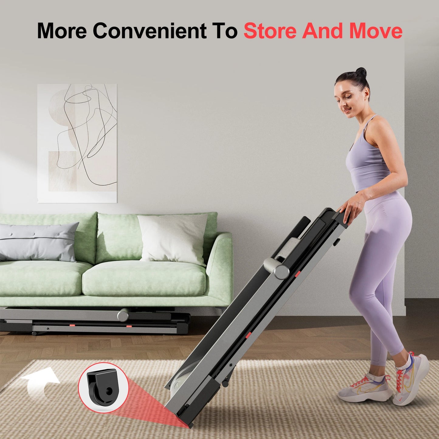 3.5HP Foldable Incline Home Treadmill Walking Pad with Handle Bar Holder 350LBS Capacity Touch Screen Smart App Data Monitoring TechElect