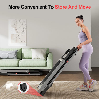 3.5HP Foldable Incline Home Treadmill Walking Pad with Handle Bar Holder 350LBS Capacity Touch Screen Smart App Data Monitoring TechElect