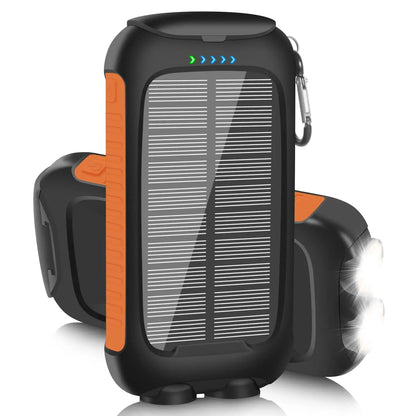 10000mAh Solar Power Bank Portable Waterproof Fast Charge Dual USB Outdoor Charger LED Light for Camping Hiking Travel Techelectronicx
