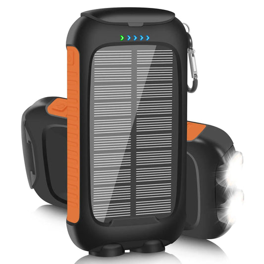 10000mAh Solar Power Bank Portable Waterproof Fast Charge Dual USB Outdoor Charger LED Light for Camping Hiking Travel Techelectronicx