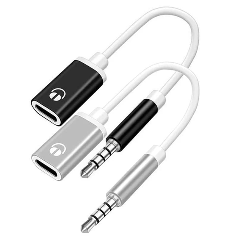 1 Pc 3.5mm Male To Type-C Female Headphone Aux Cable Converter Type-C To Flat Headphone Round Head Adapter Cable Techelectronicx