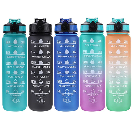 1 Liter Water Bottle Motivational Sport Water Bottle Leakproof Bottles Drinking Outdoor Travel Gym Fitness Jugs for Kitchen Cups Techelectronicx