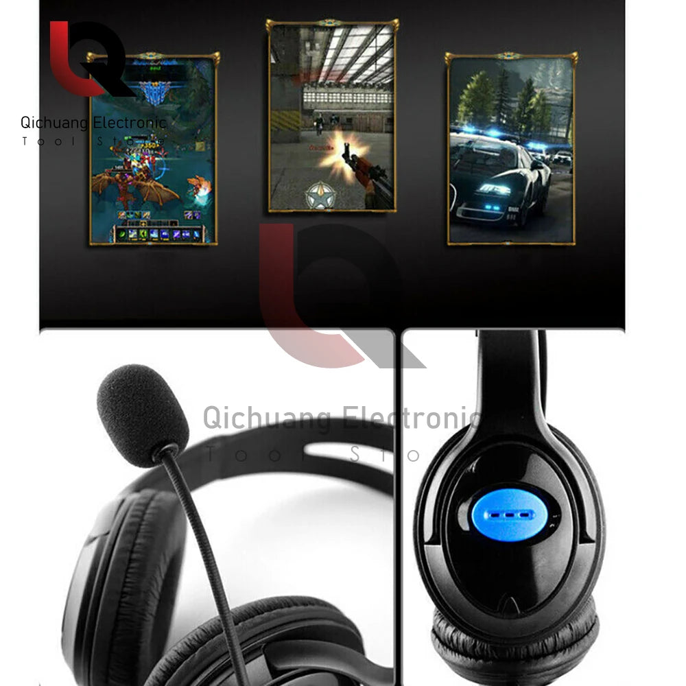 Headphones 3.5mm Wired Gaming Headset Earphones Music For PS4 Play Station 4 Game PC Chat computer With Microphone 120° Rotation - TechElect