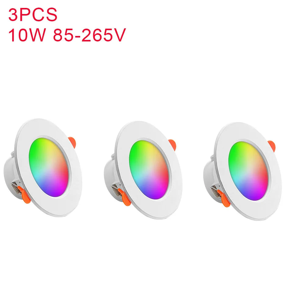 1-10PCS LED Downlight Bluetooth TUYA 110/220V Dimmable Spot Light Recessed Round Light Spot Bluetooth Lamp For Alexa Google Home Techelectronicx