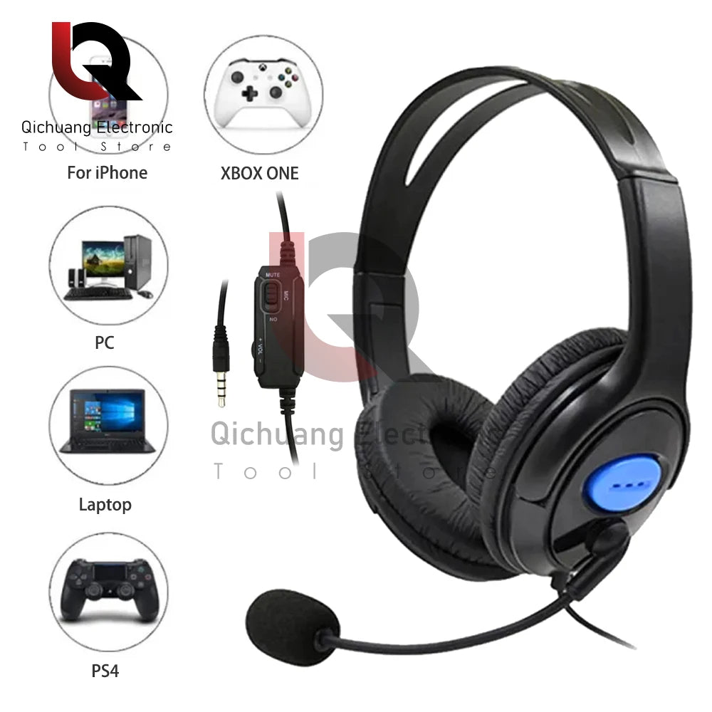 Headphones 3.5mm Wired Gaming Headset Earphones Music For PS4 Play Station 4 Game PC Chat computer With Microphone 120° Rotation - TechElect