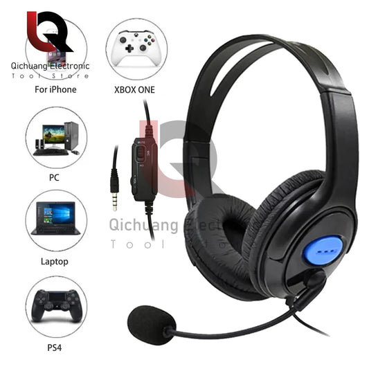 Headphones 3.5mm Wired Gaming Headset Earphones Music For PS4 Play Station 4 Game PC Chat computer With Microphone 120° Rotation - TechElect