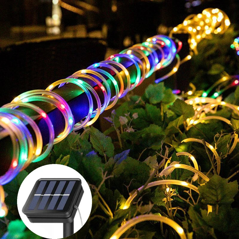 100/50/20Leds Solar Hose Rope String Lights Flexible Tube Fairy Led Lights Outdoor Villa Garden Christmas Halloween Home Decor Techelectronicx